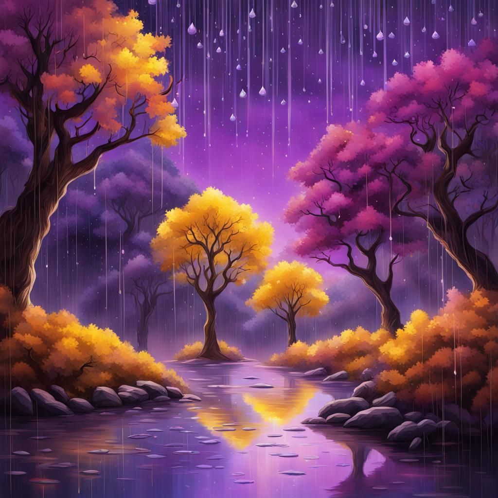 Magical Raindrop Reflecting Stars: Hyperrealistic Concept Ar...