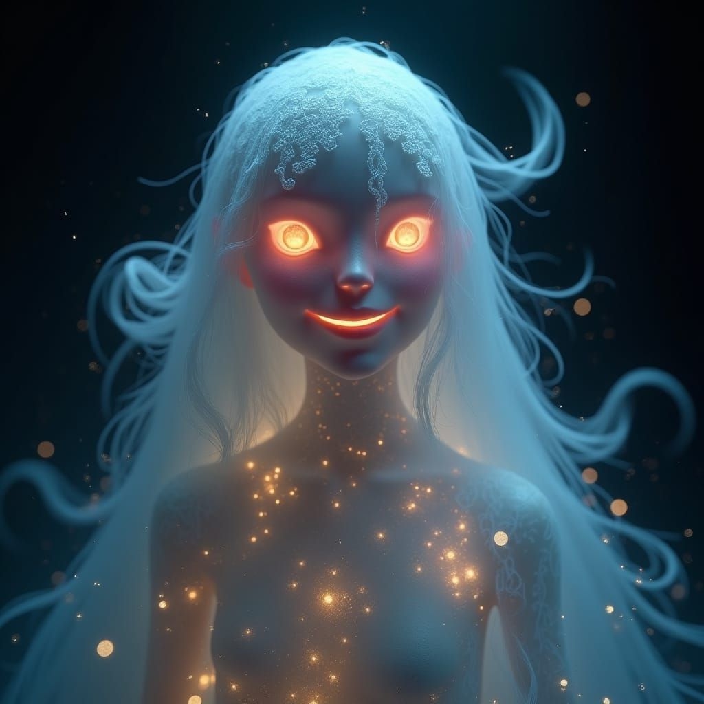 Happy Ghost Portrait in Ethereal Fantasy Style
