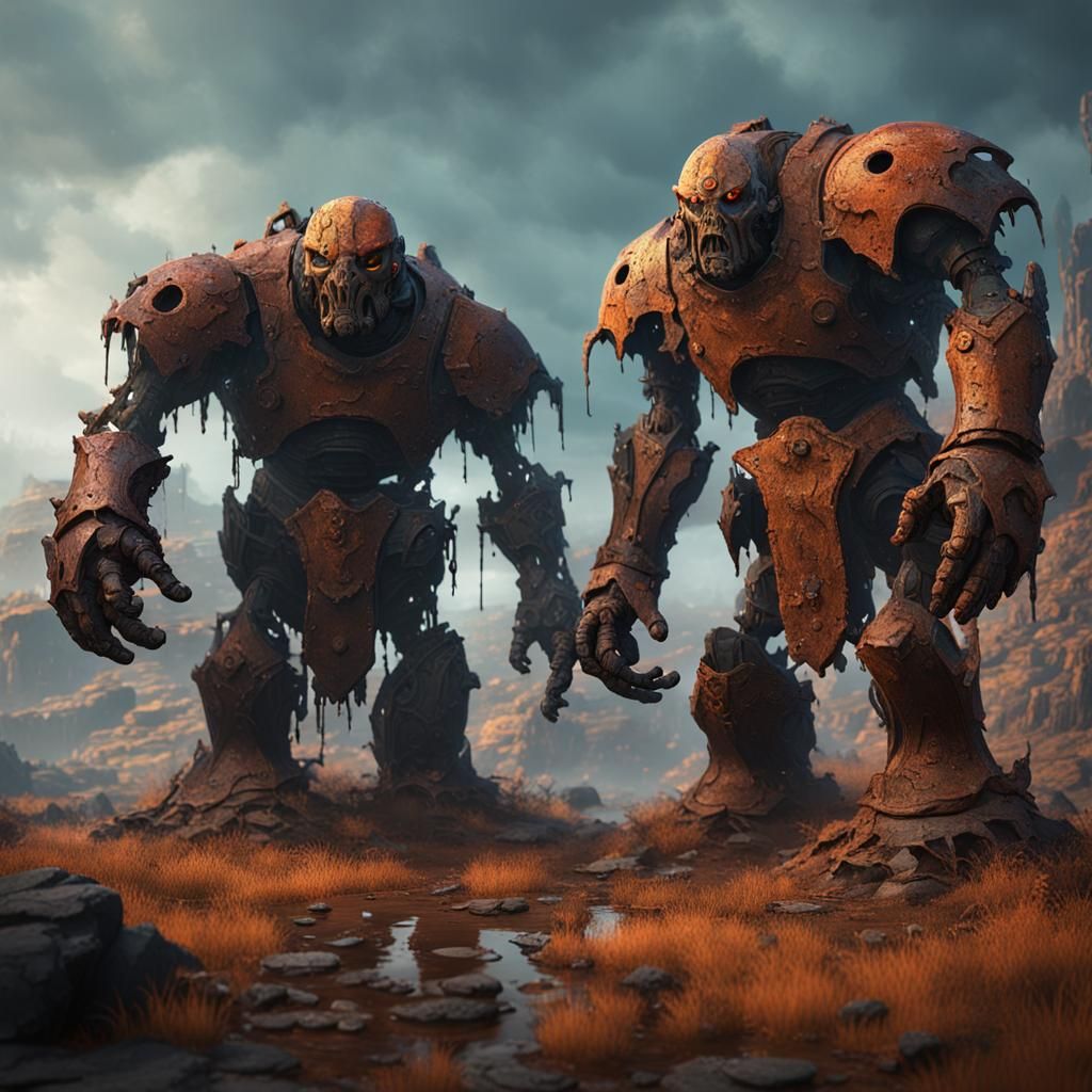 Rust and Mold Golem in Detailed Matte Painting