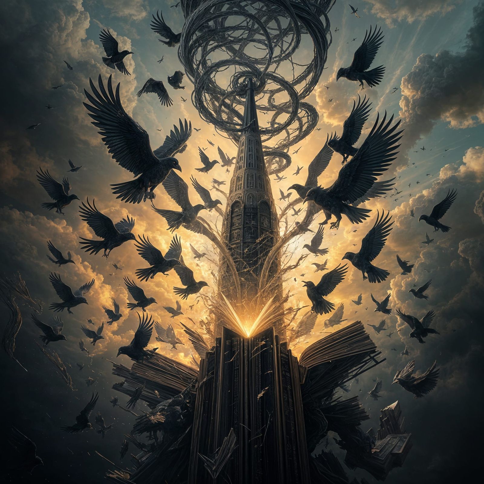 Ravens Erupt From Giant Pencil, Forming Graphite Vortex