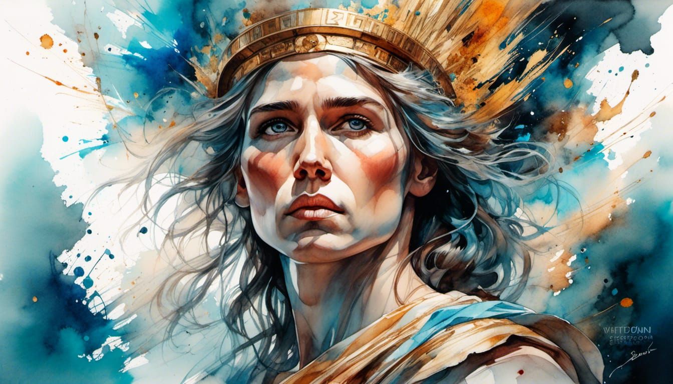 Epic Greek God Portrait in Art Nouveau Style