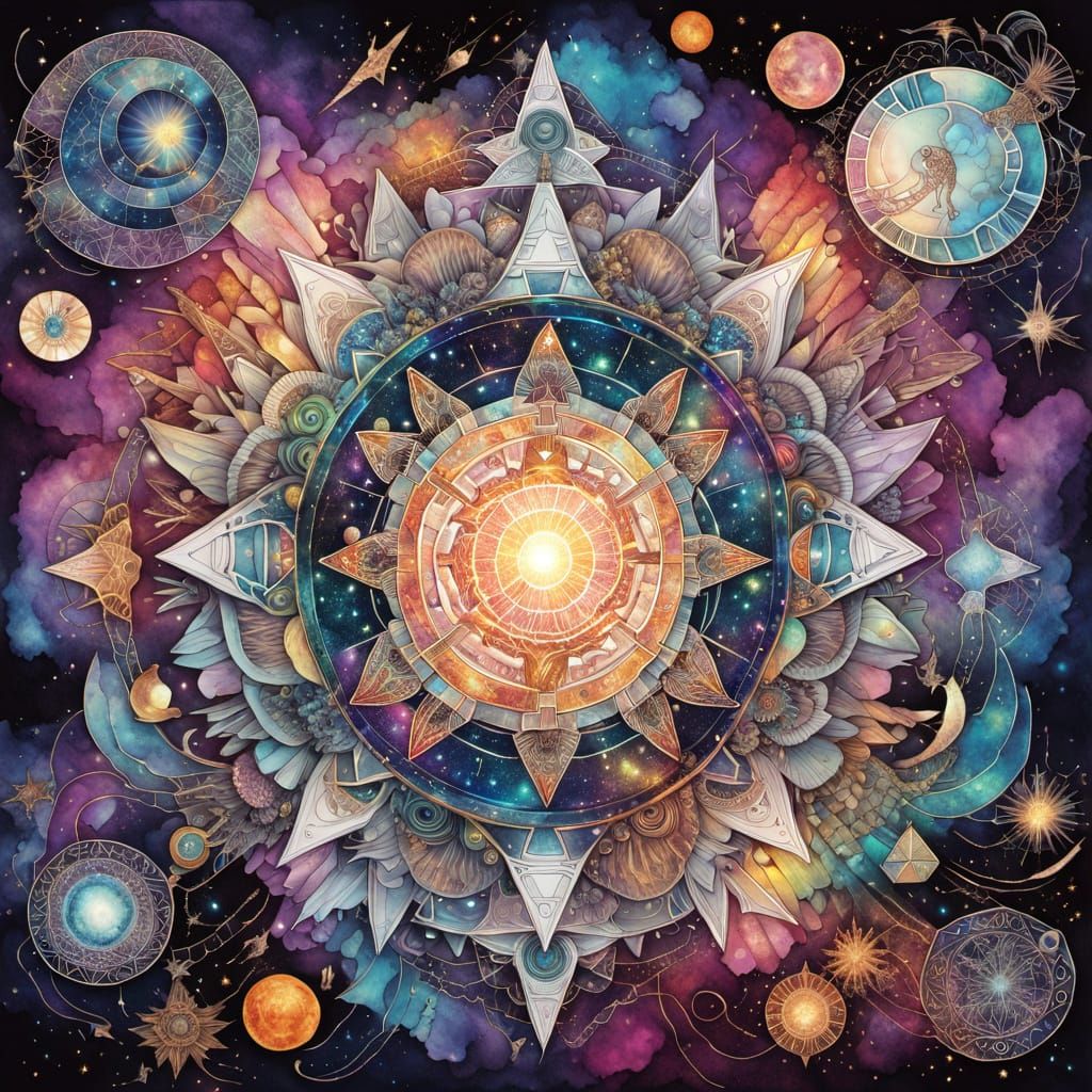 Mystic Light Being in Cosmic Zentangle Mandala