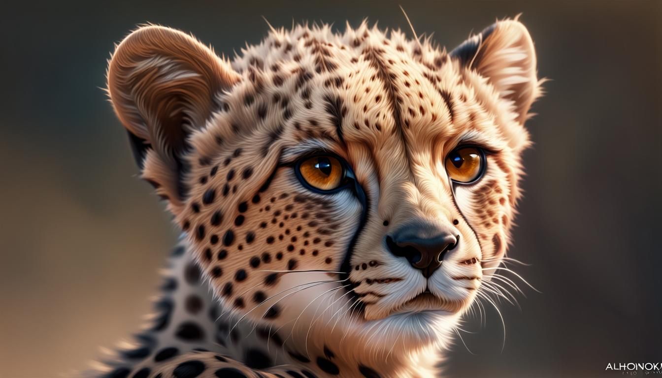 Detailed Cheetah Cub Portrait in 8k Resolution