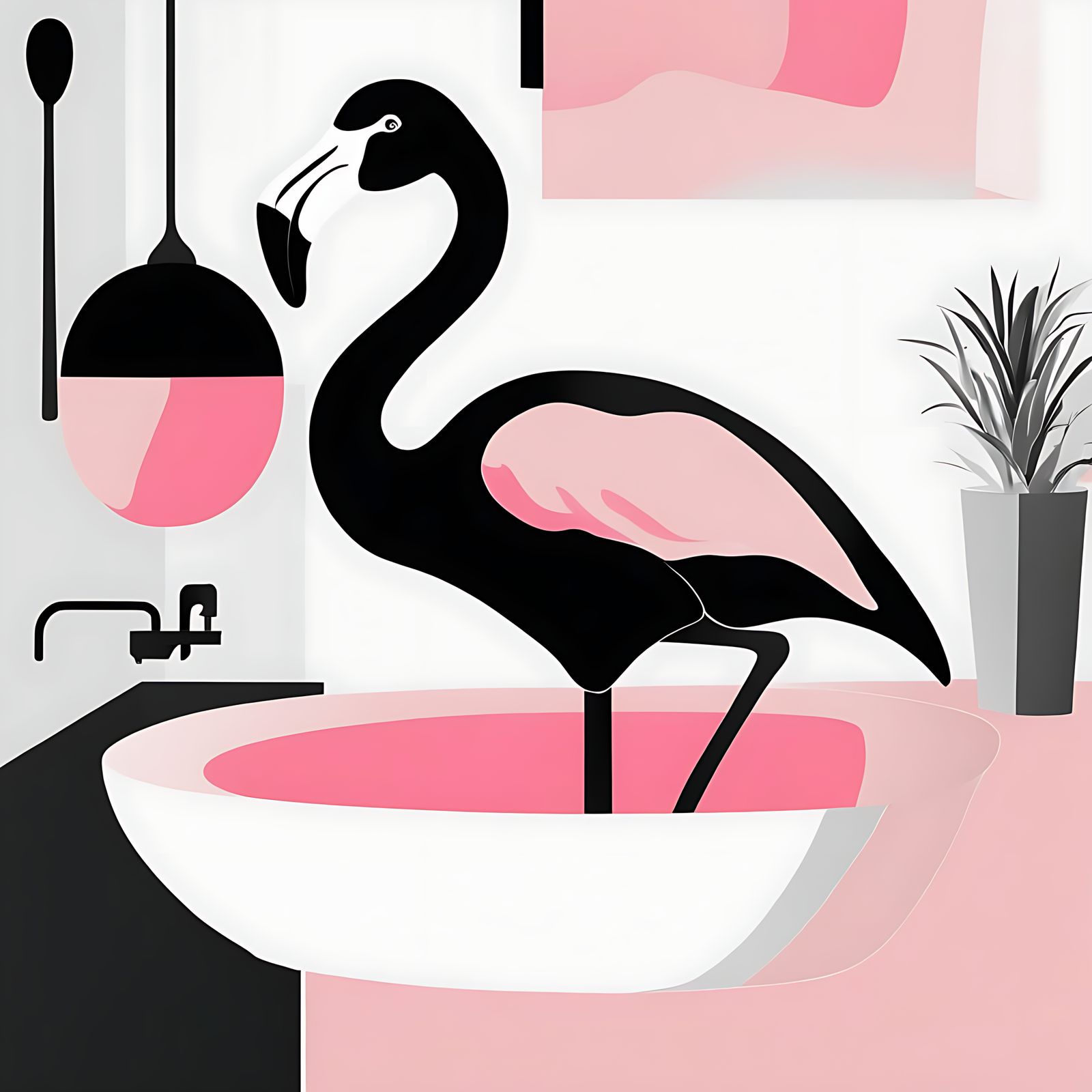 ‘Black and white and a little bit of pink. There’s a flamingo dancing in my sink’.