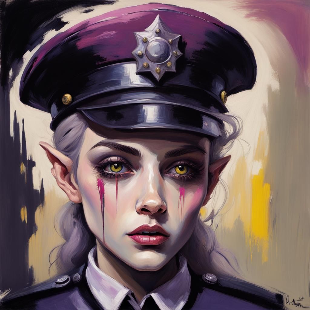 Gothic Victorian Elf in Police Uniform