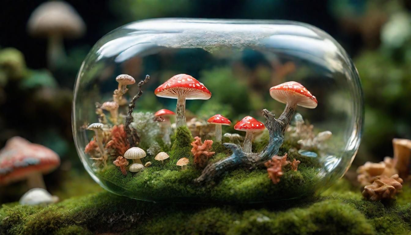 Crystal Mushrooms with Underwater Kingdom, Fantasy Art
