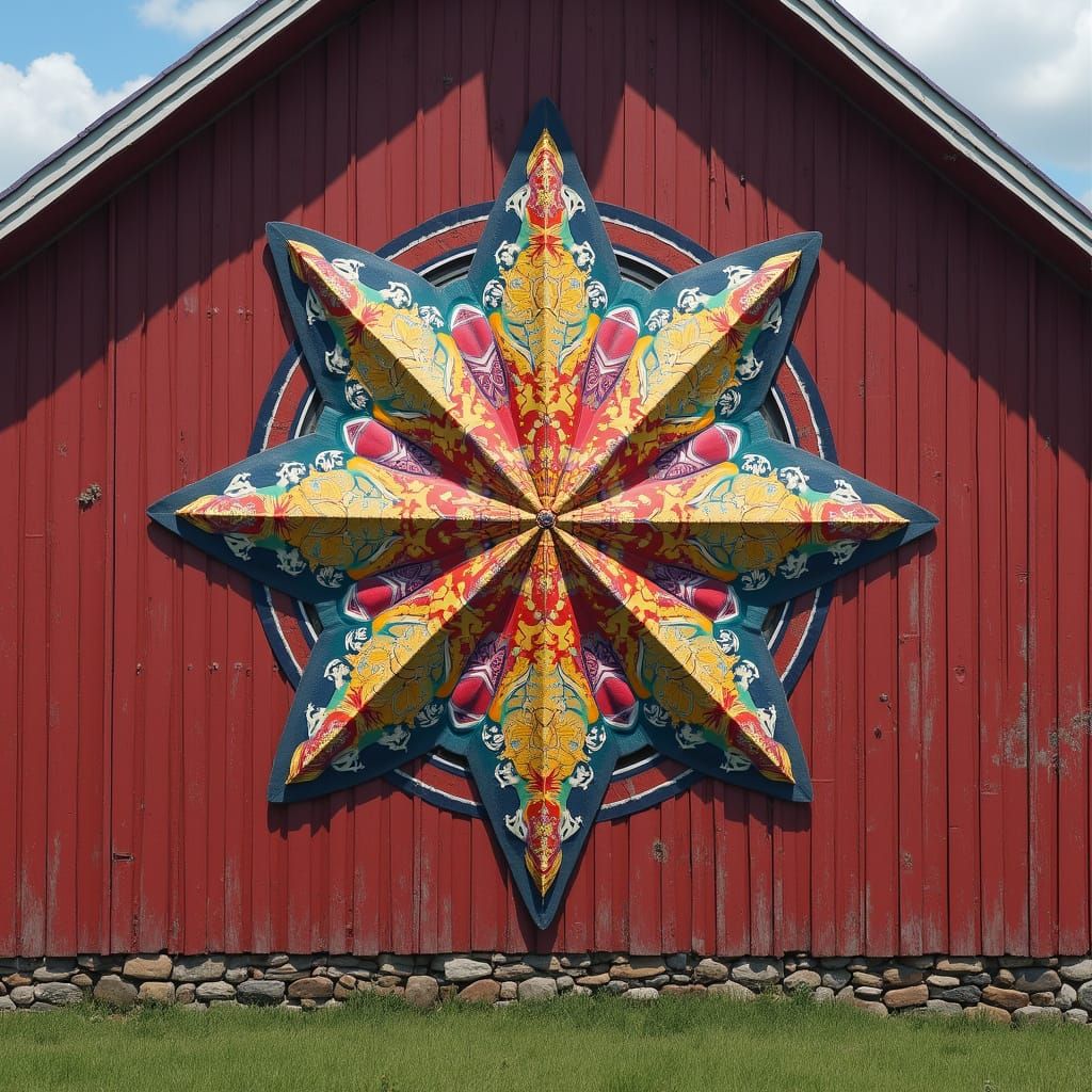 Pennsylvania Dutch Hex Sign on Red Barn