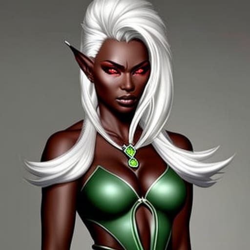 Hyperrealistic Drow Elf Sorceress Concept Art