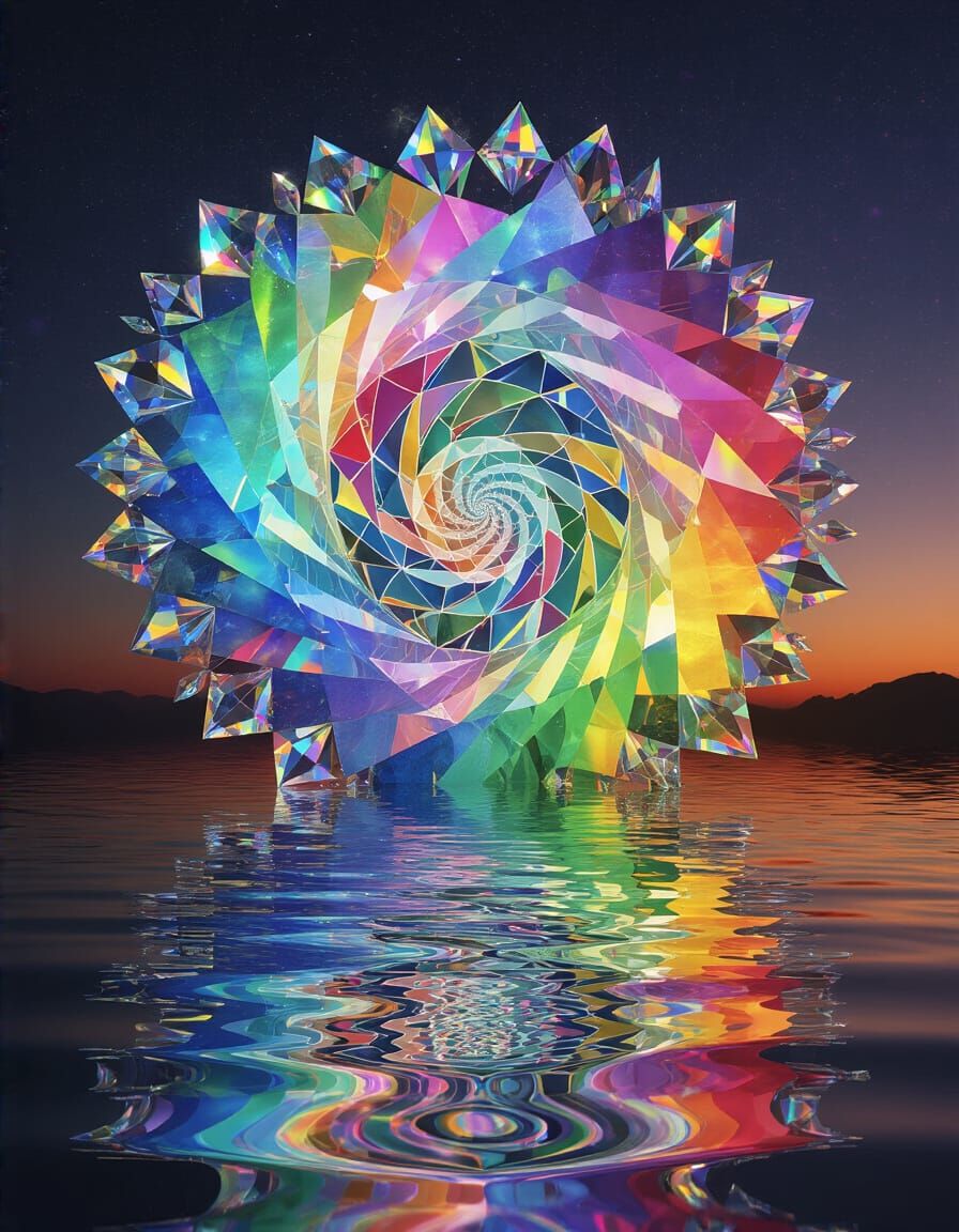 Opalescent Glass Dreamer in Kaleidoscope Symmetry