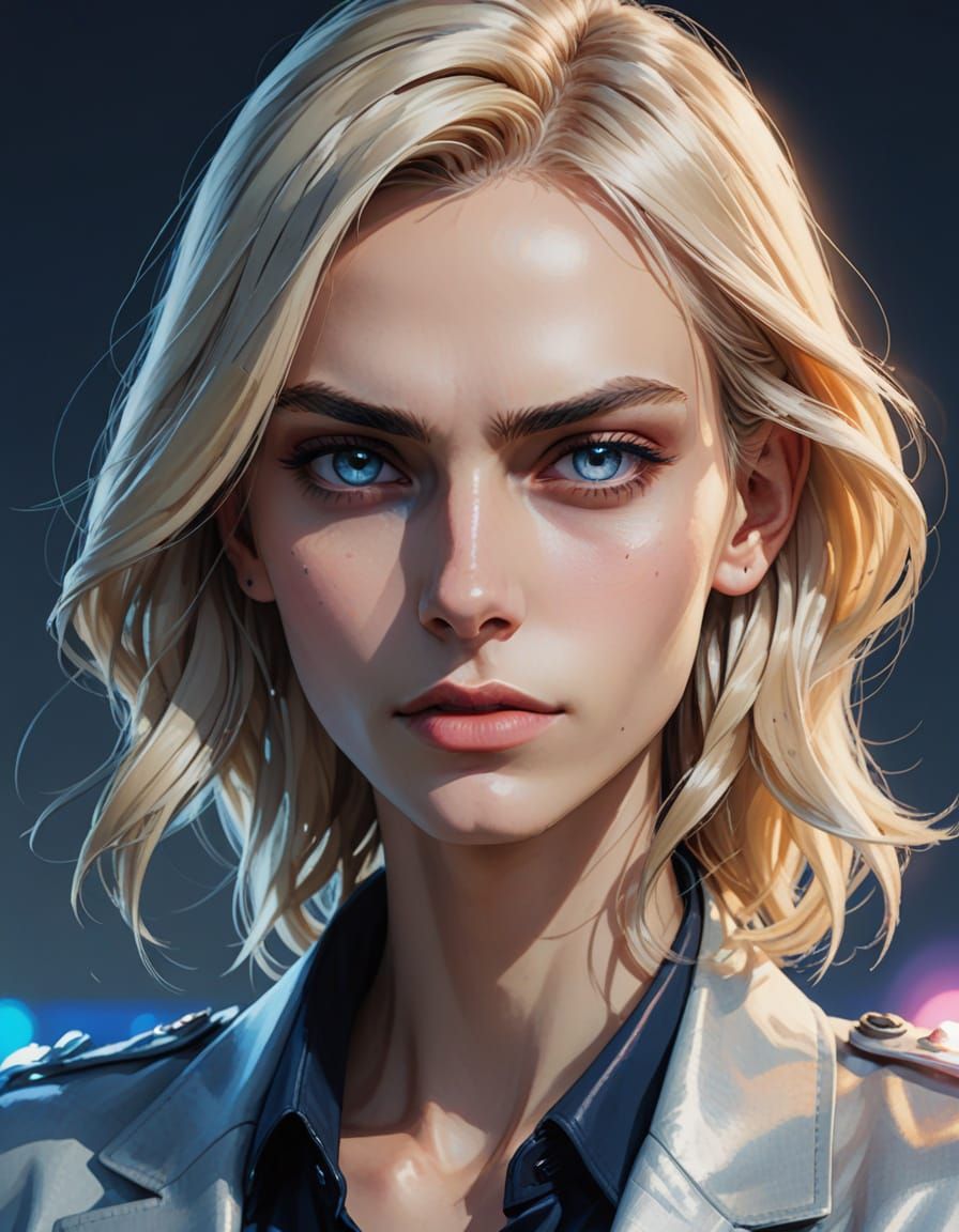 Anime Portrait of Androgynous Person in Studio Trigger Style