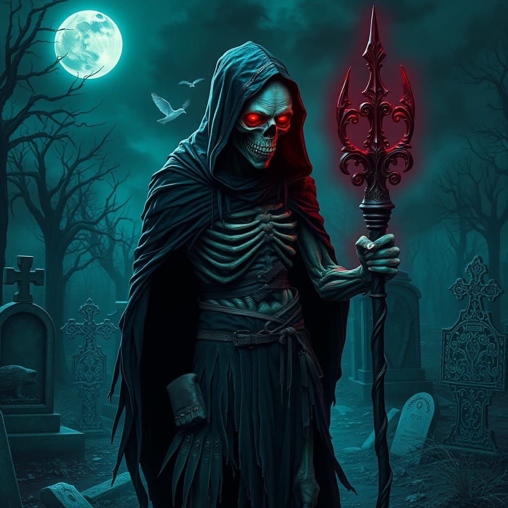 Undead Creature in Moonlit Graveyard, Dark Romanticism
