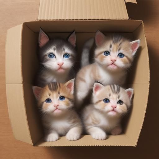 Cute Kittens Inside a Cardboard Box