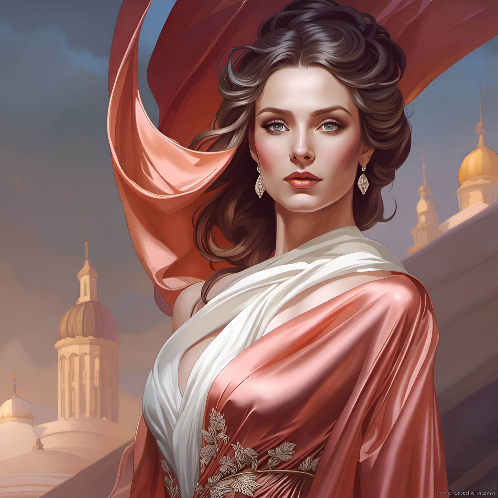 Woman in Silk Gown: A Rutkowski-Inspired Portrait