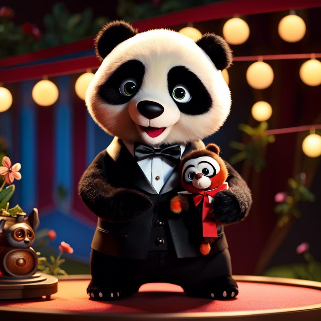 Chibi Panda Puppet Show in Muppet Style