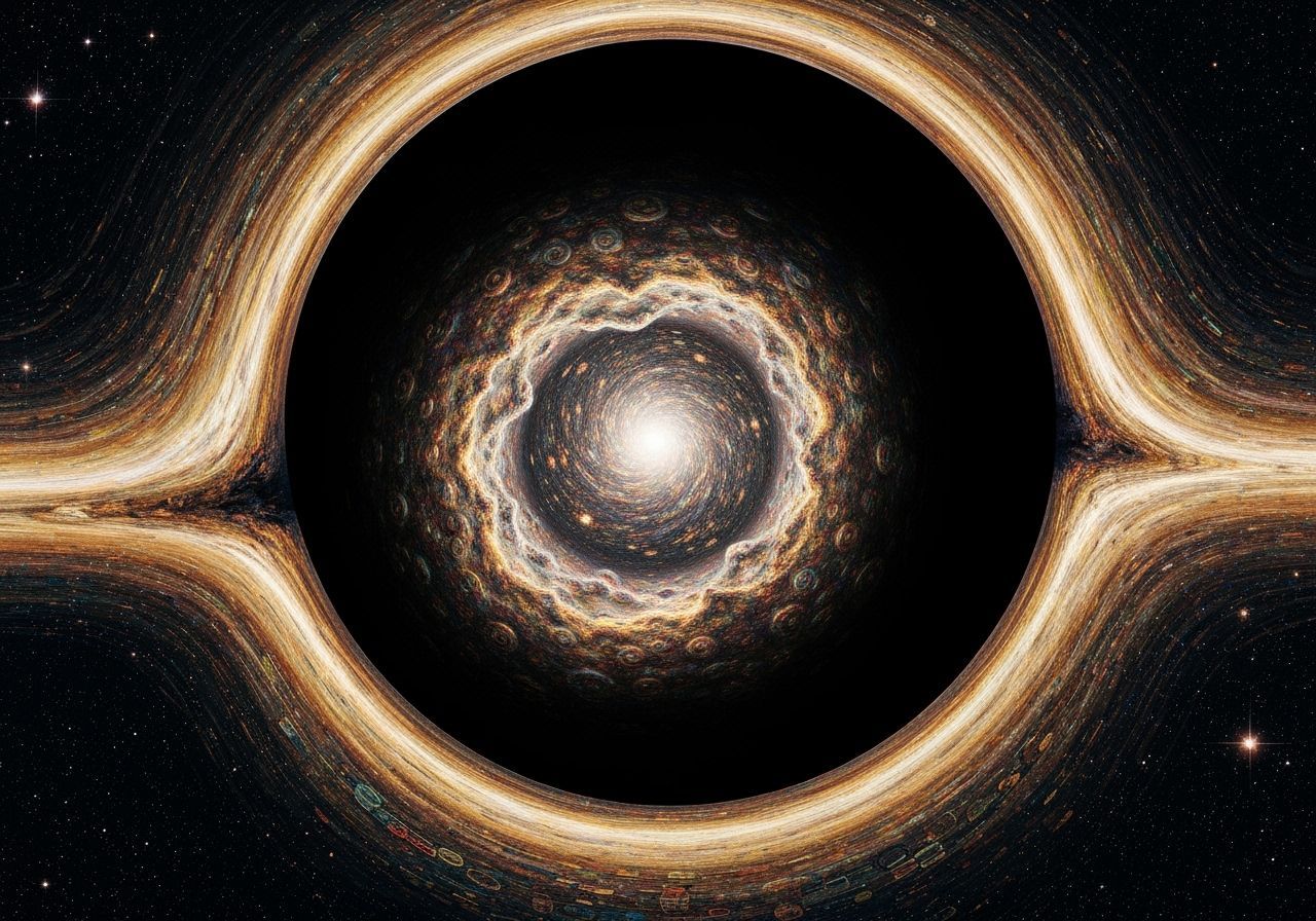 Realistic Black Hole with Nebulae in Klimt Style