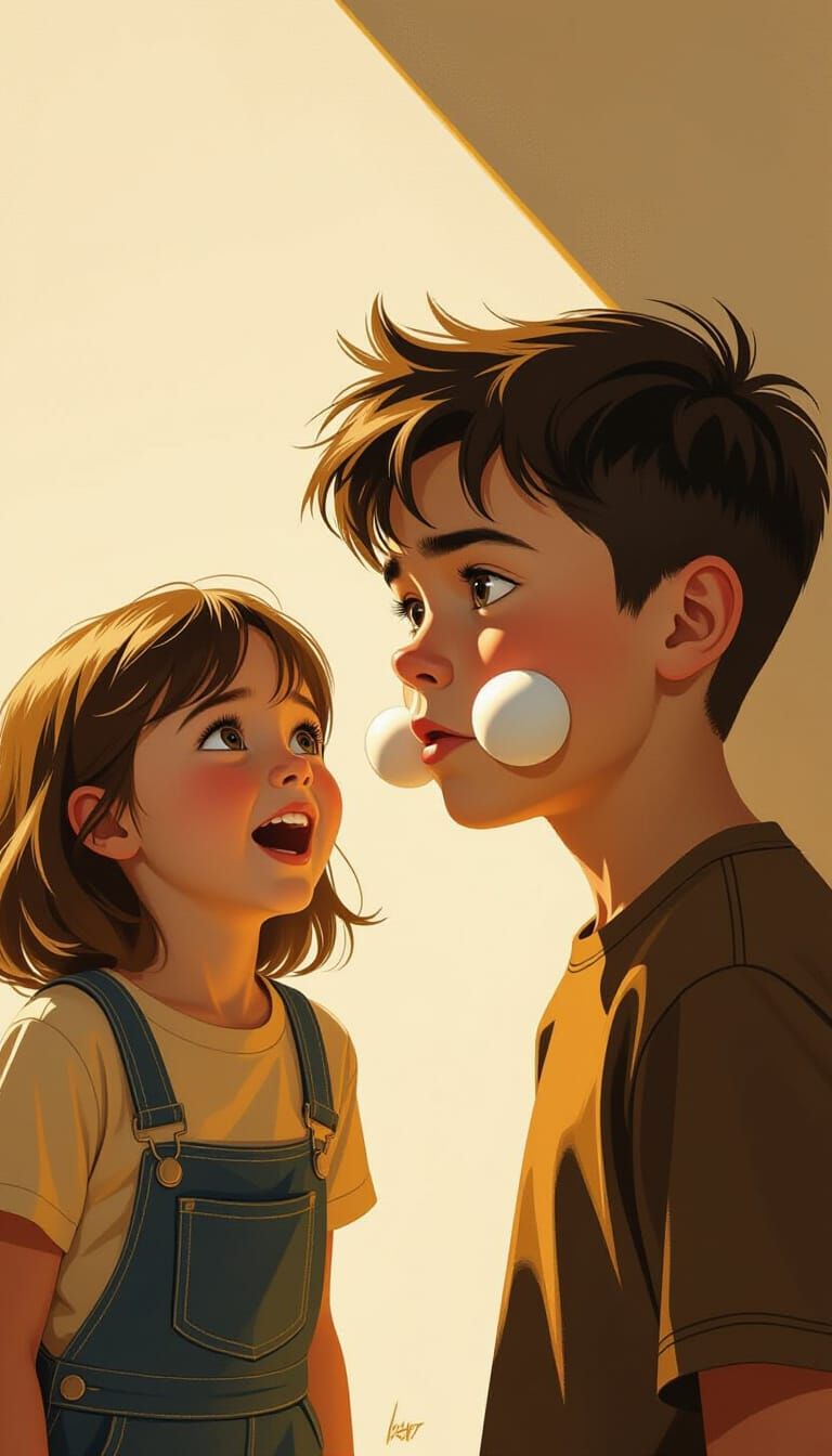 Children's Emotions in Cinematic Matte Painting Style