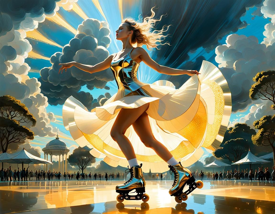 dancing on roller skates - cubism style
