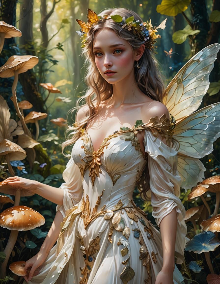 Enchanted Fairy Portrait in a Lush Forest