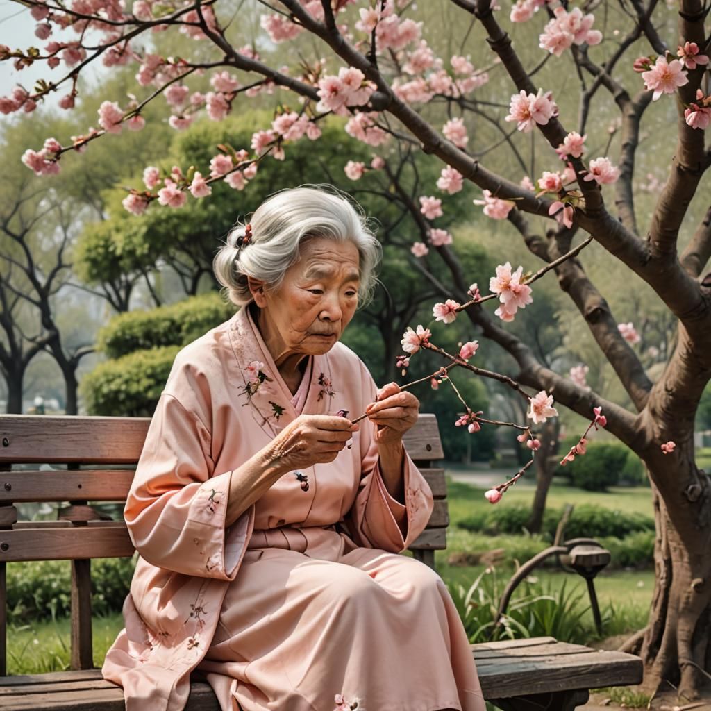 Old Lady Sees Spider on a Thread