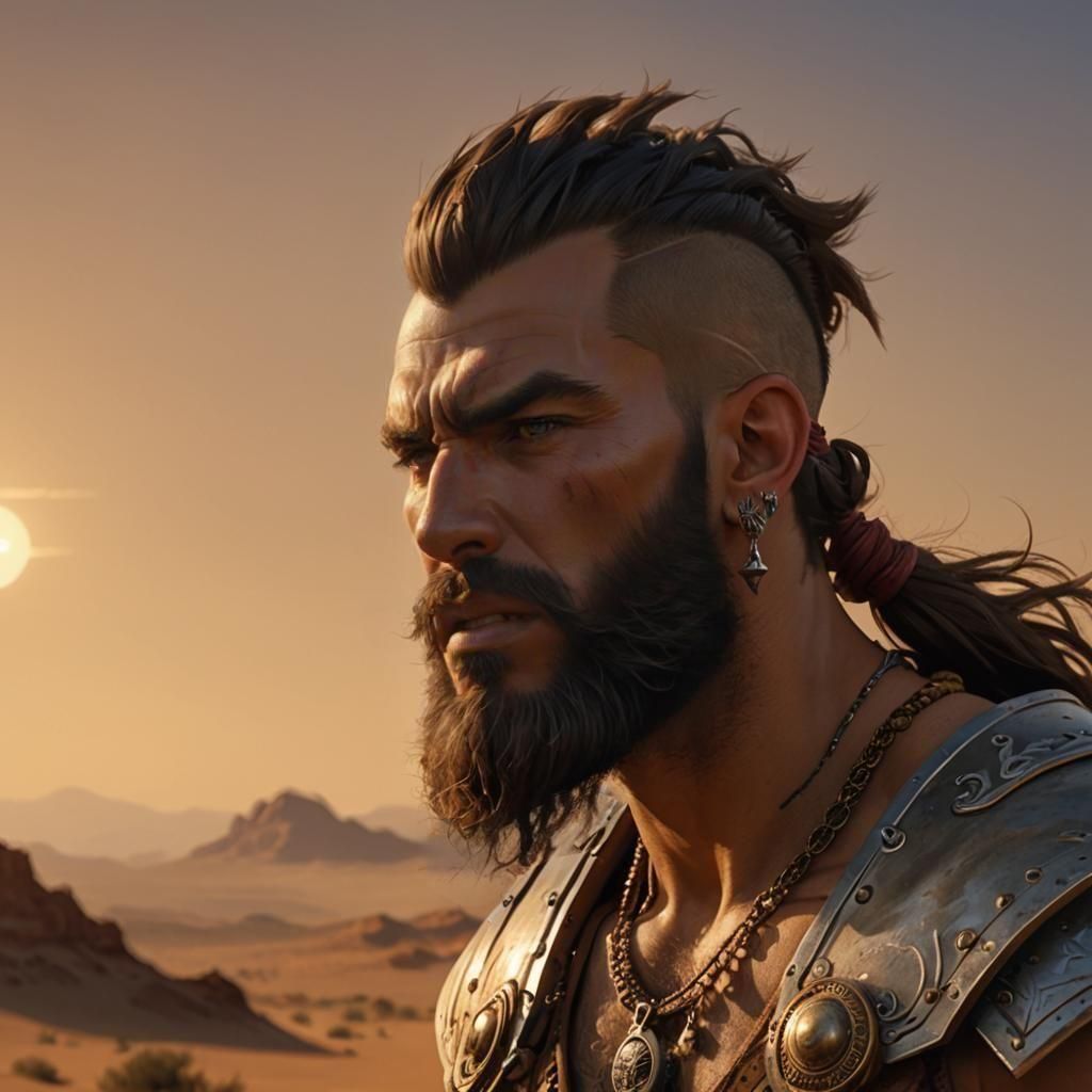 Fierce Desert Barbarian Concept Art in High Detail