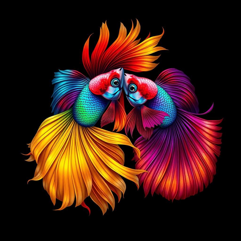 Betta Fish Love Dance in Dreamlike Surreal Style