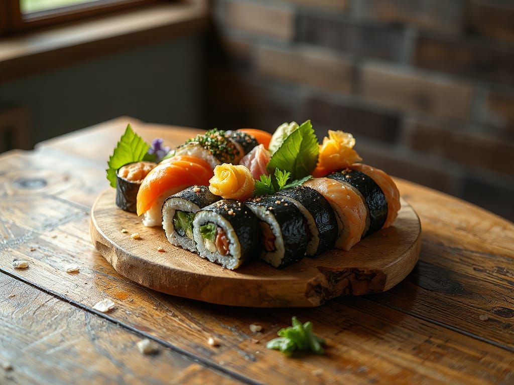 Vibrant Abstract Sushi Art Still Life