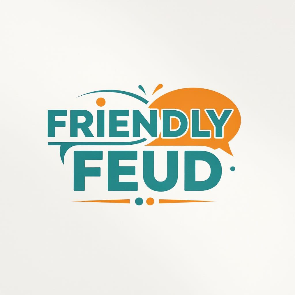 Friendly Feud Logo: Modern Typography and Speech Bubbles
