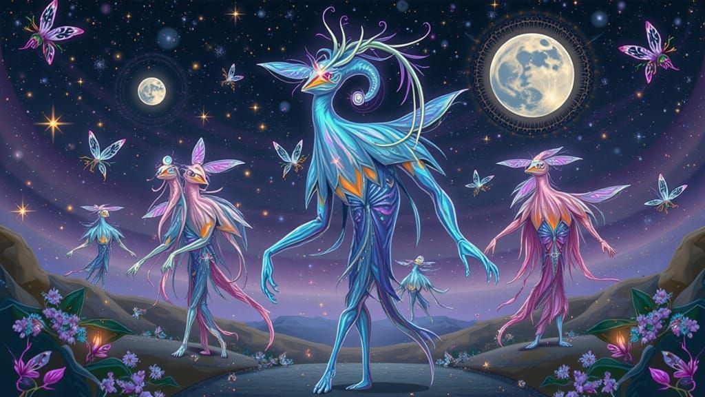 Ethereal Creatures Dance Under Seventh House Moon