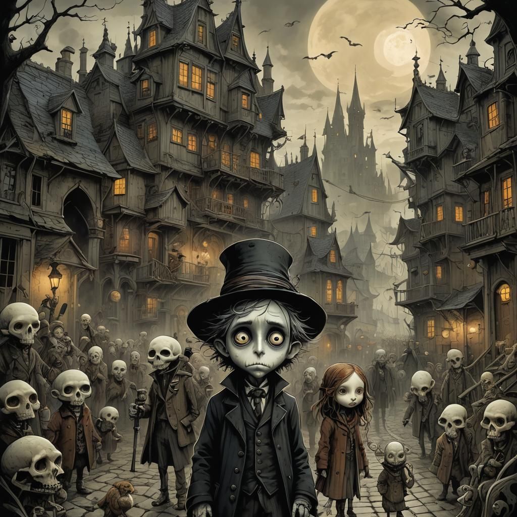 Dystopian Masterpiece in Gothic Fantasy Style