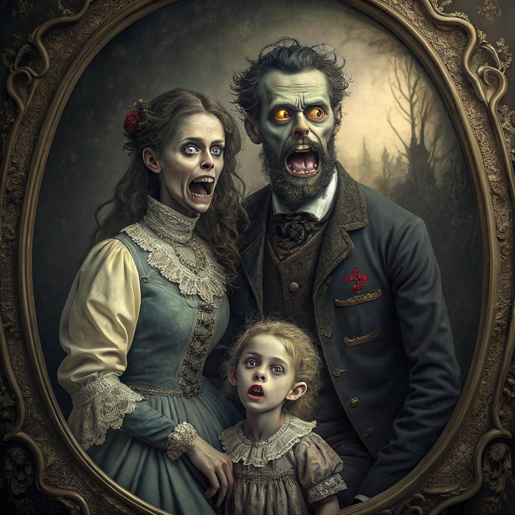 Monstrous Family Portrait in Victorian Style