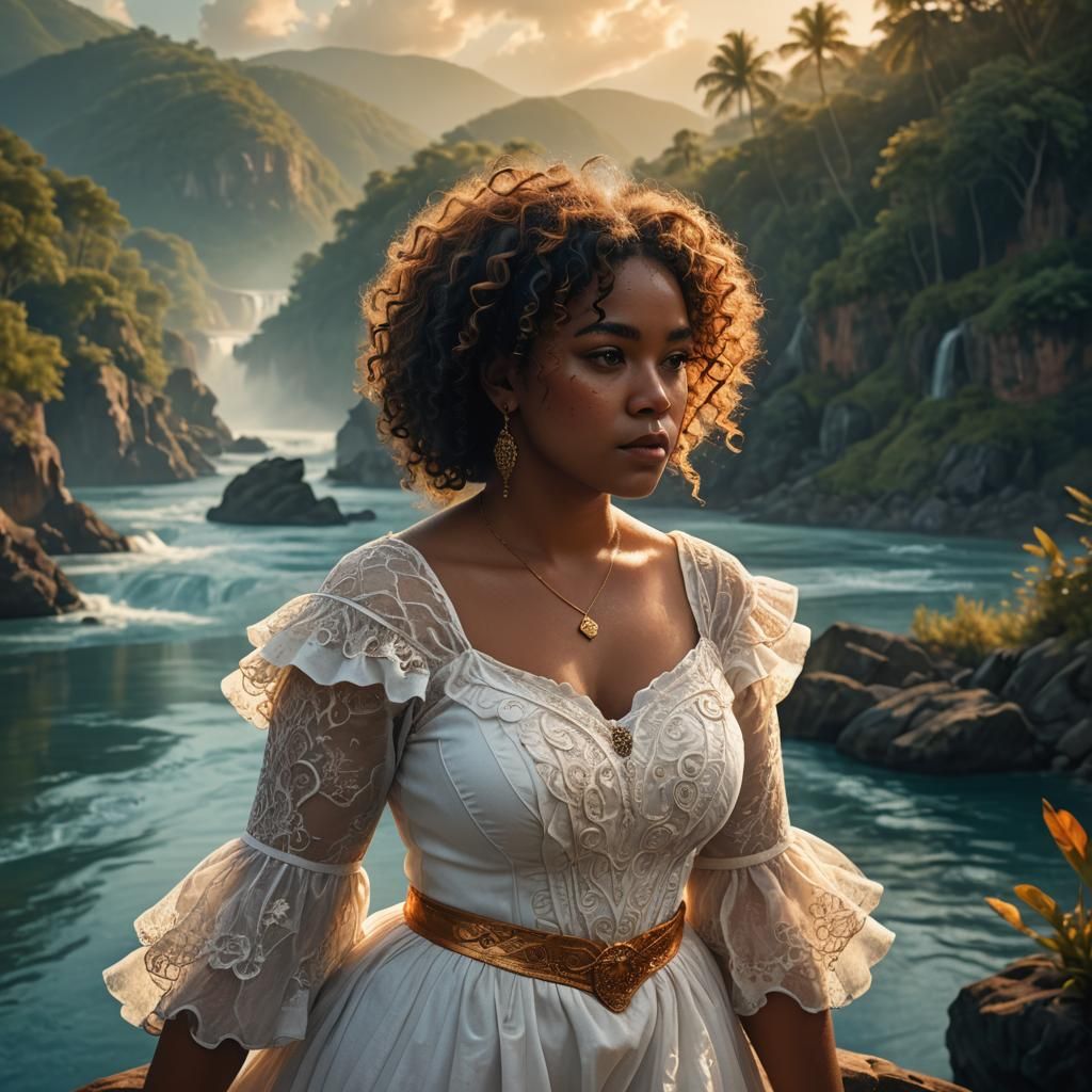 Caribbean Woman in High-Fantasy Matte Painting