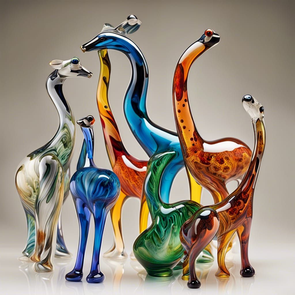 Vibrant Murano Style Blown Glass Animals