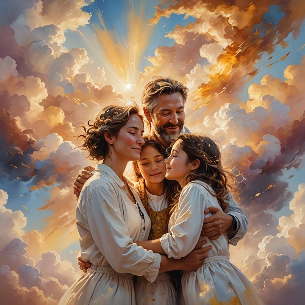 Family Reunion in Heaven: Fantastical Splash Art
