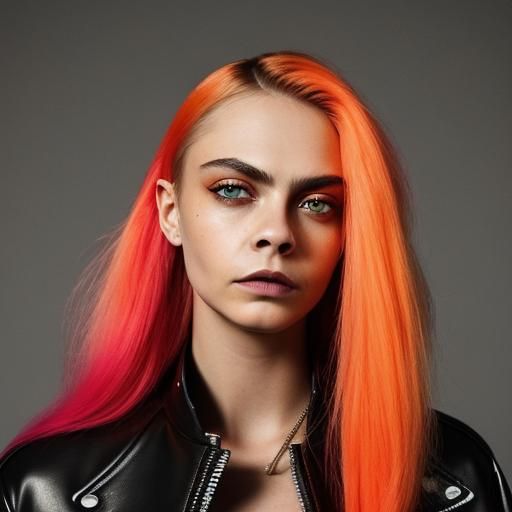 Vibrant Digital Portrait of Model in Edgy Fashion