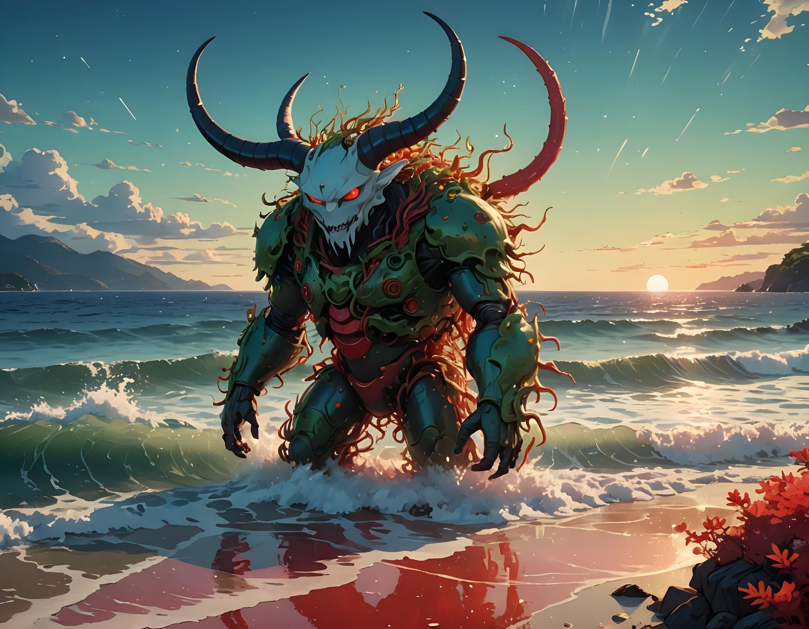 Glowing Giant Among Bioluminescent Blooms