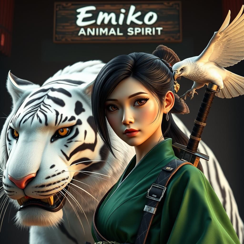 Japanese Woman with Tiger: 3D Game Art