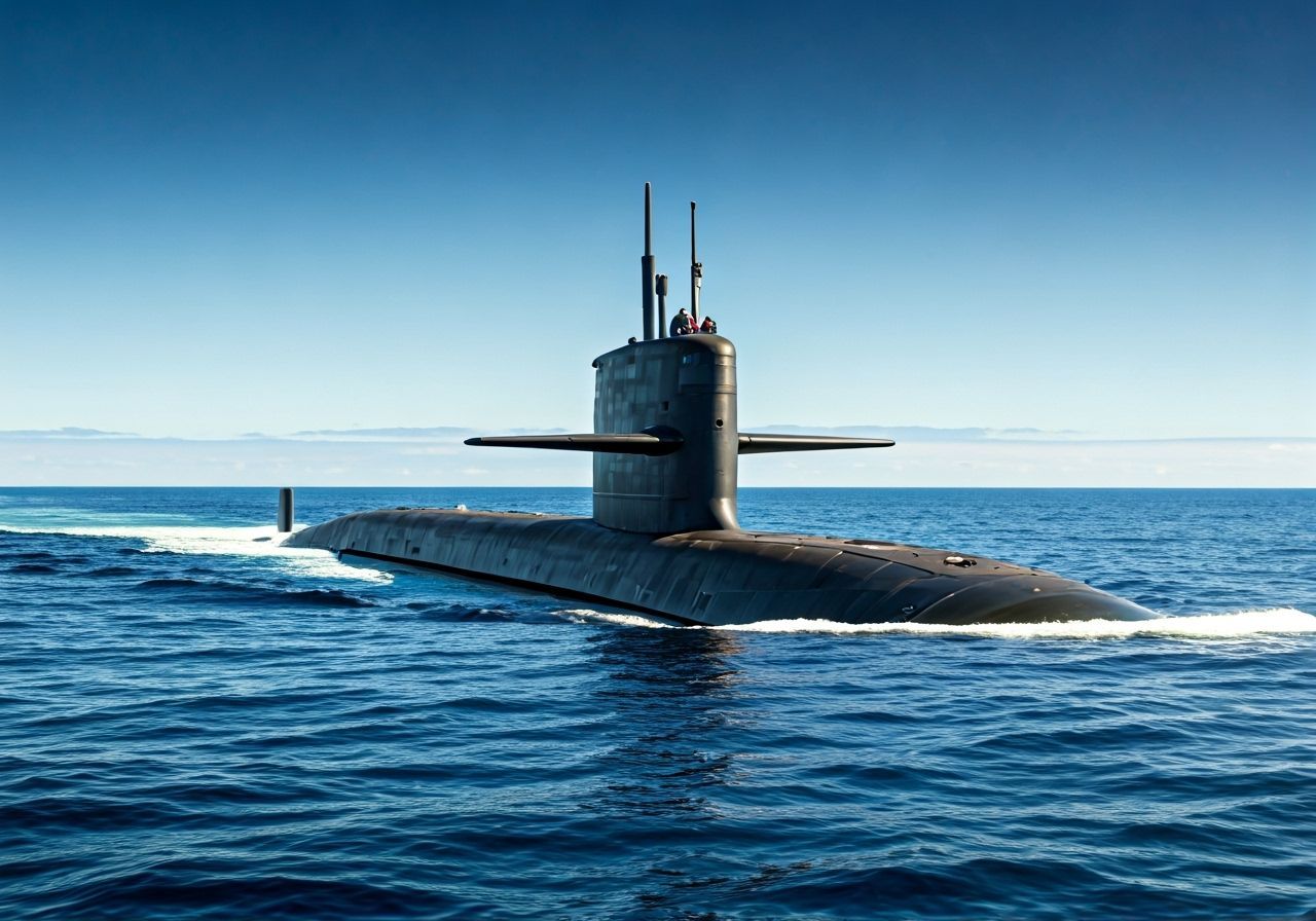 Submarine Emerges from Ocean in Sci-Fi Realism