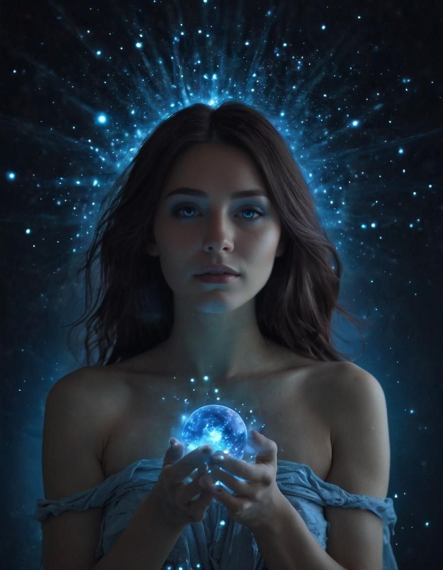 Epic celestial magical being of blue light