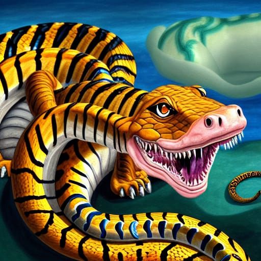 Detailed Chimera Monster in Oil Painting Style