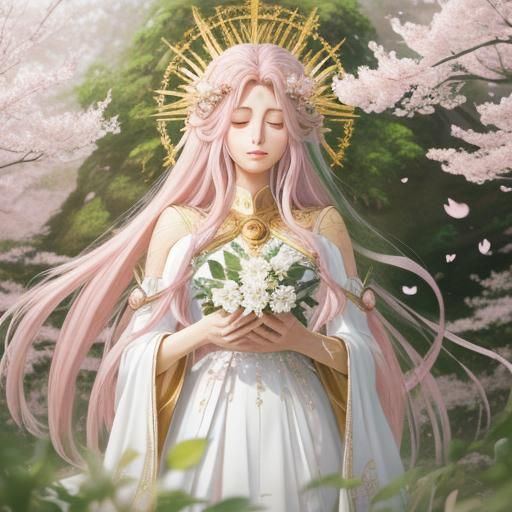 Goddess Belldandy in Forest, Realistic Anime Style