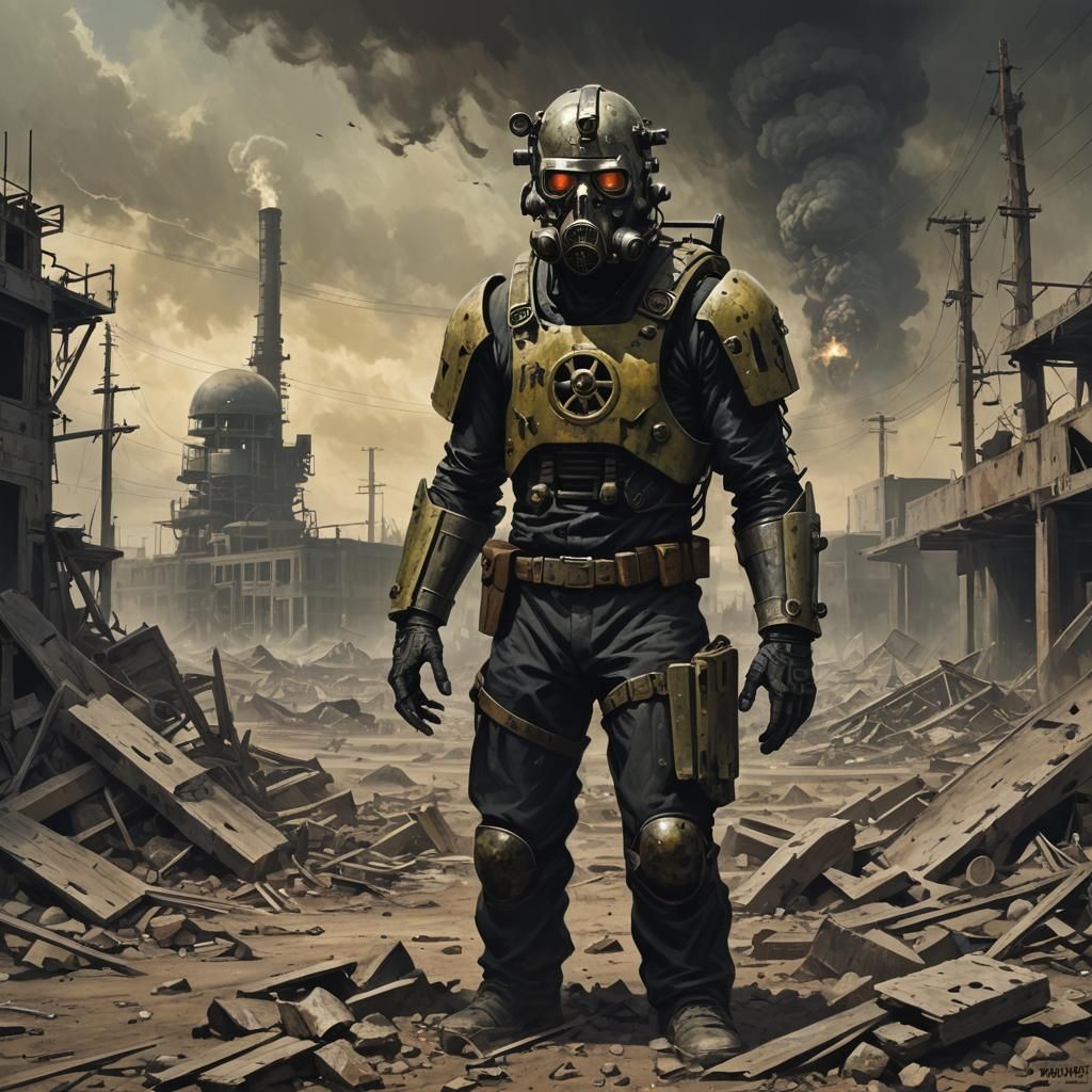 Apocalyptic Nuclear Landscape in a Dark Cyberpunk Aesthetic