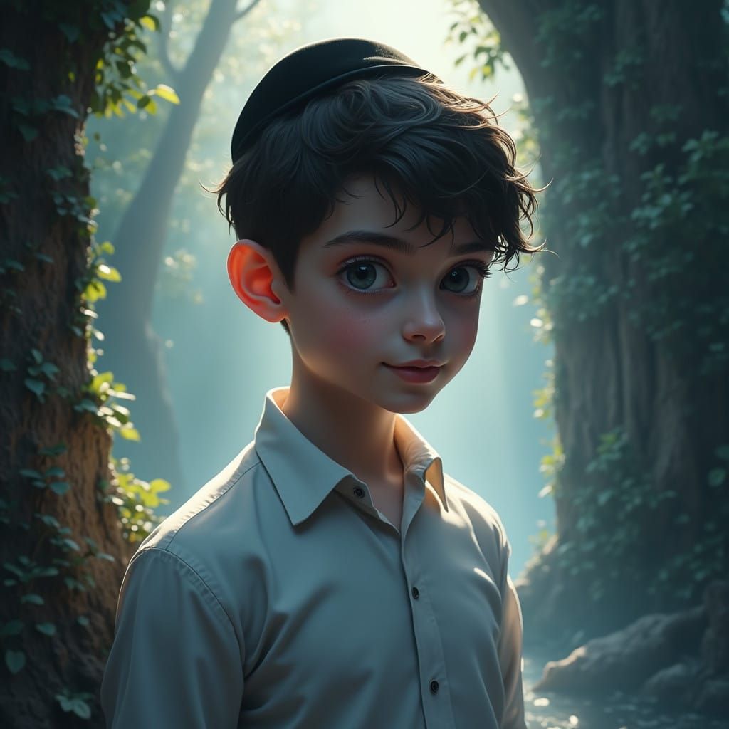 Orthodox Jewish Boy with a Distinctive Style
