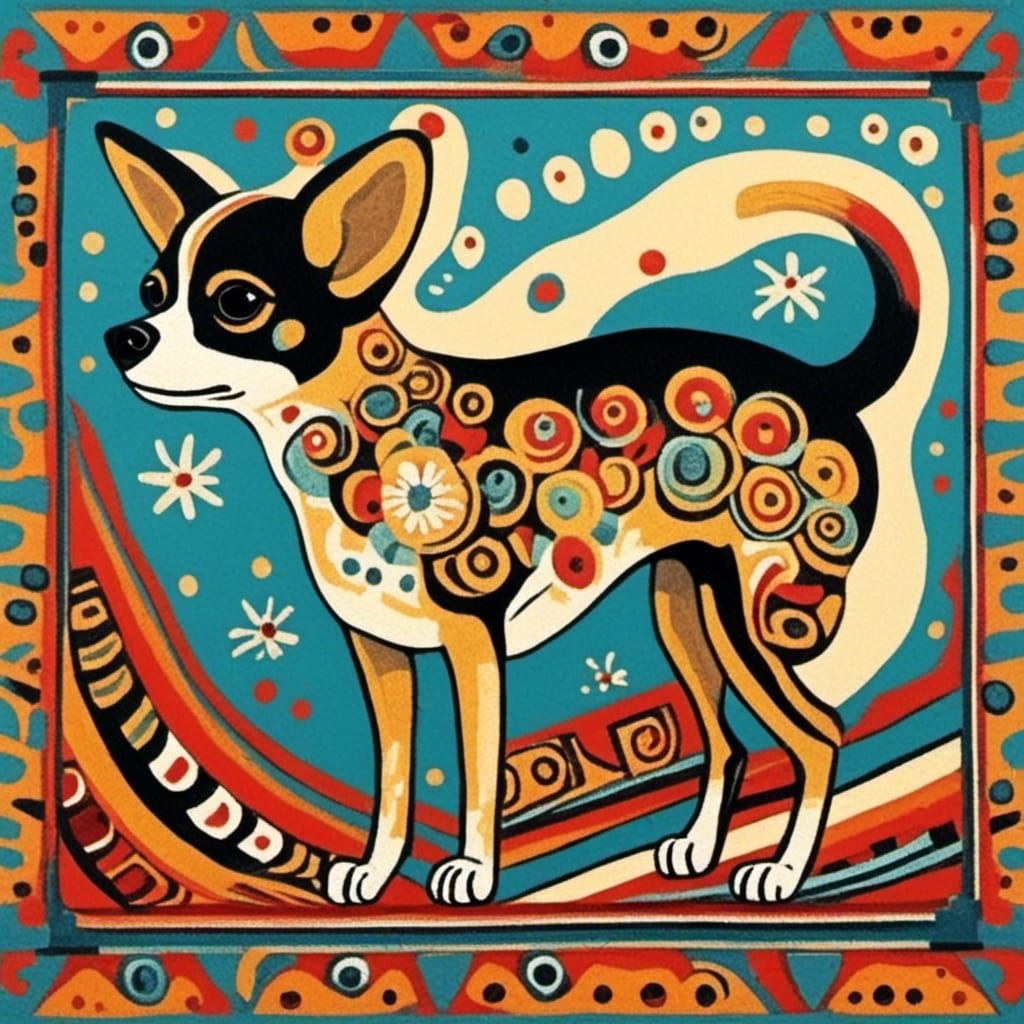 Oaxaca Chihuahua Dog in Dubuffet Style