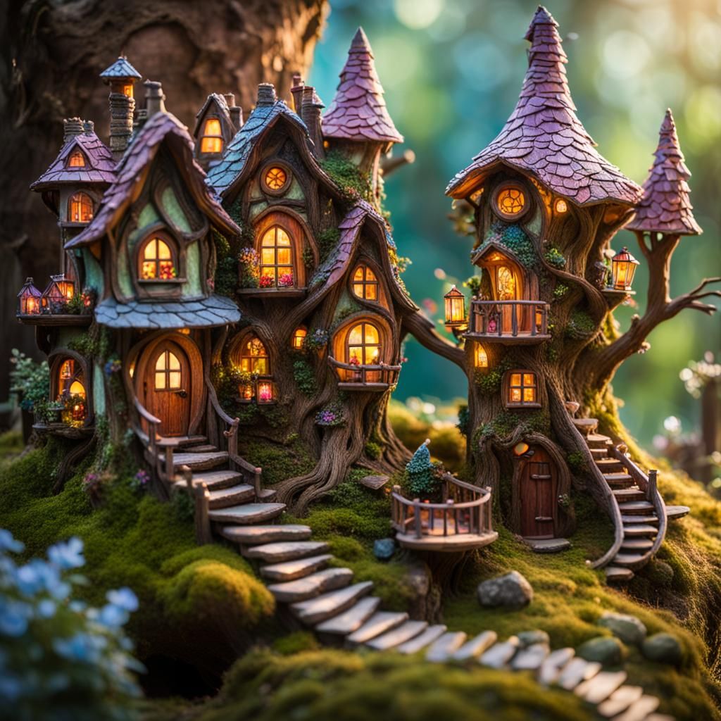 Enchanting Fairy Town: Miniature Homes in Nature
