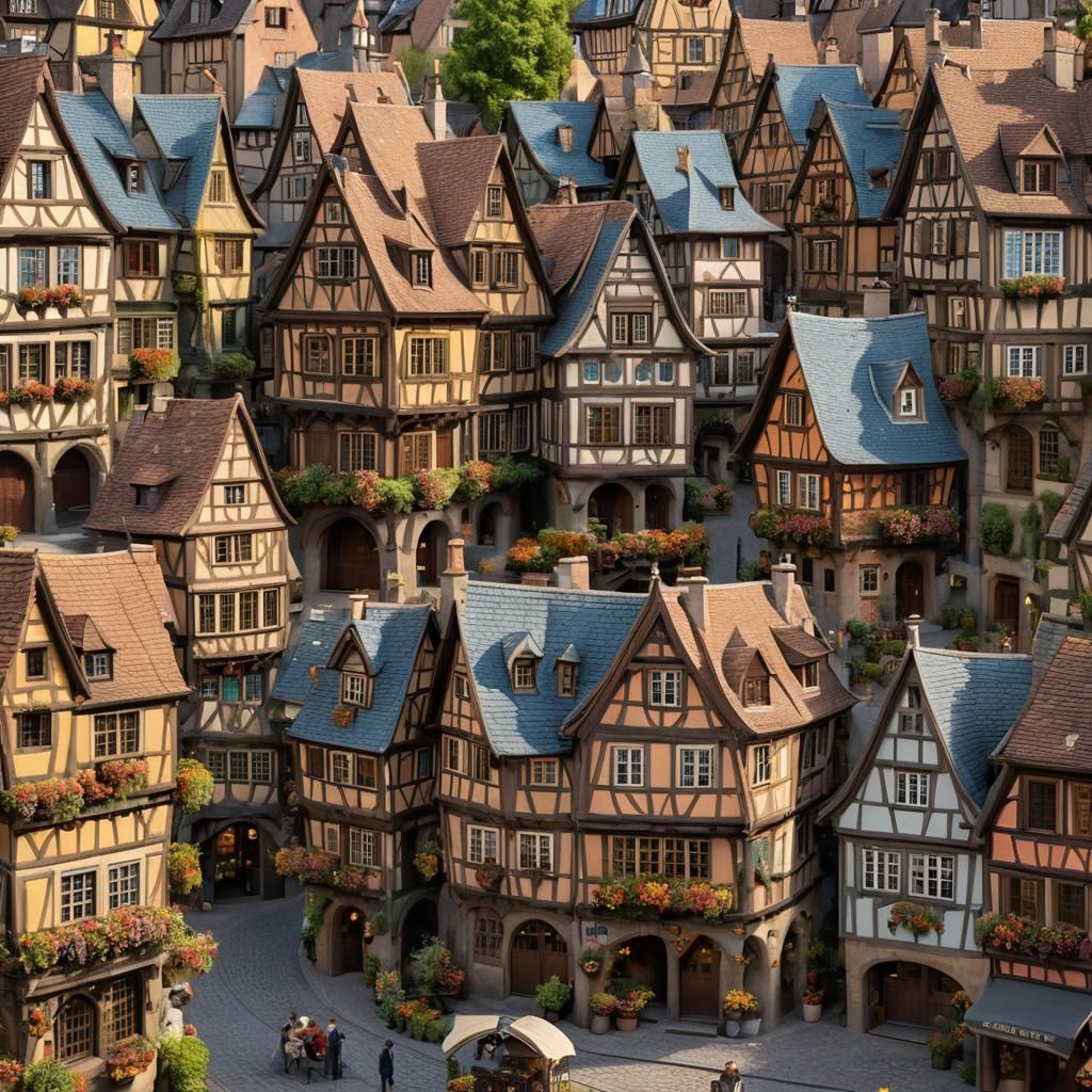 Fantasy Town Street Inspired by Studio Ghibli, 3D Anime Art