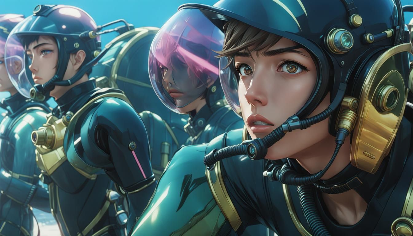Futuristic Soldiers in Scuba Gear with Varied Expressions