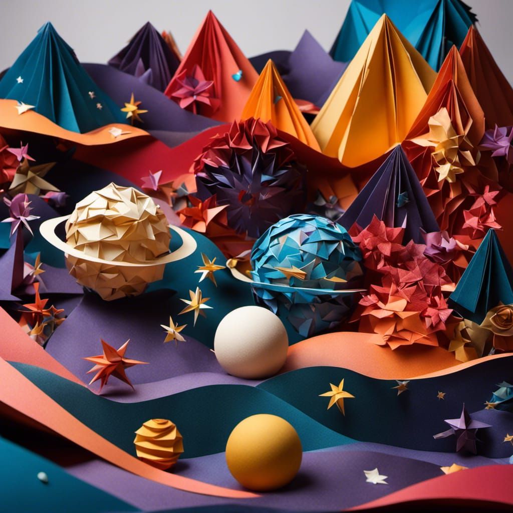 Fantasy Origami Space-Scape Paper Art
