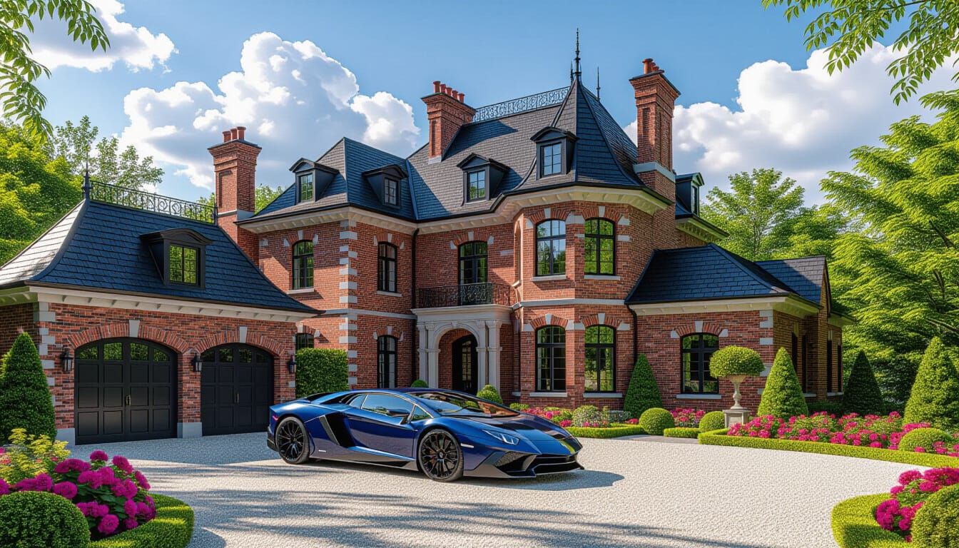 Victorian Chateau with Lamborghini in Monet-Inspired Style