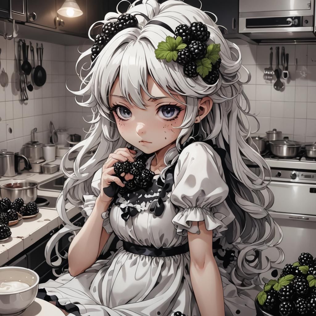 Gloomy Blackberry Cream Fairy in Anime Style