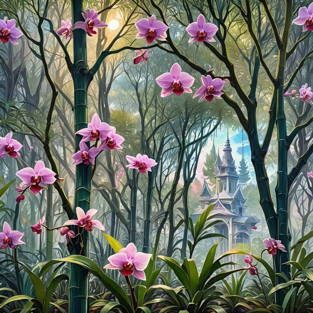 Cosmic Tropical Landscape in Visionary Art Style